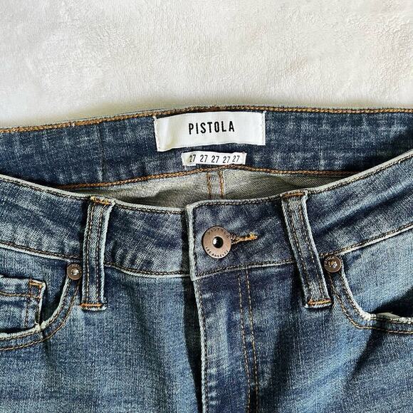 Pistola High Waisted Raw Hem Distressed Skinny Jeans Denim Womens Size 27 Rugged - Picture 3 of 6